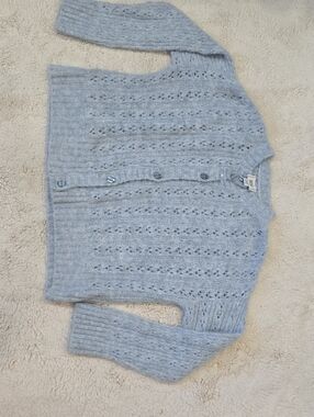 BDG Light Blue Openwork Knit Cardigan